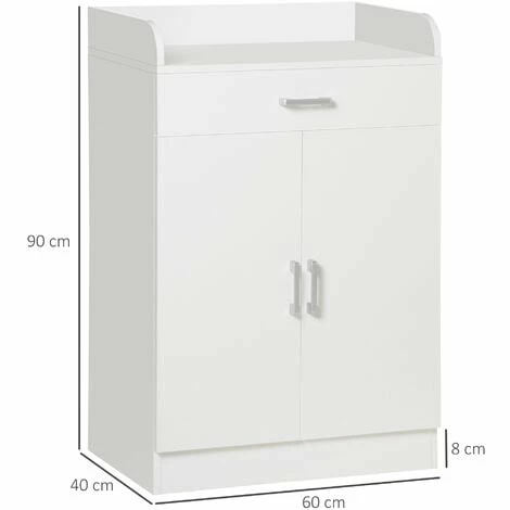 HOMCOM Modern Storage Cabinet, Small Floor Cupboard with Drawer Shelf White