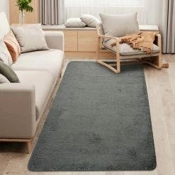 HOMCOM Grey Fluffy Area Rug Shaggy Carpet For Living Room, Bedroom, 120x200cm