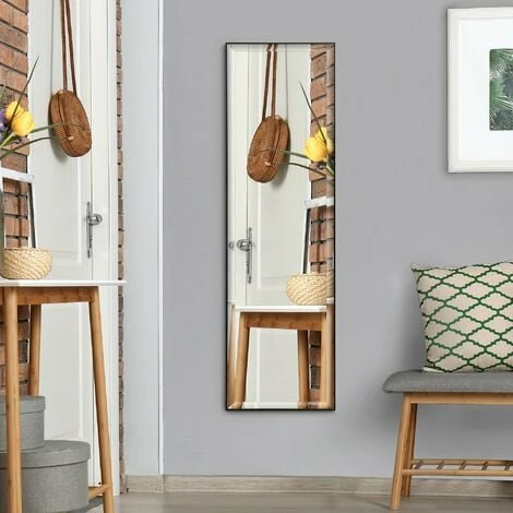 HOMCOM Full Length Mirror Dressing Mirror Wall-Mounted for Bedroom Black