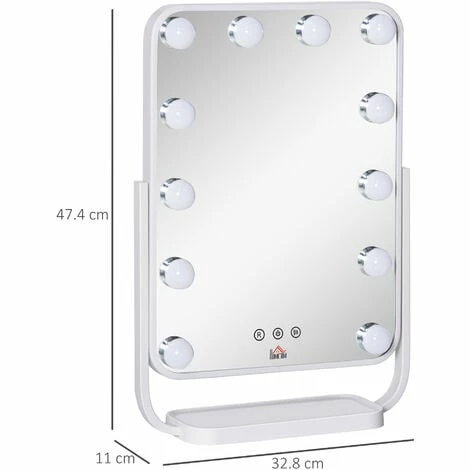 HOMCOM Hollywood Vanity Mirror with Dimmable LED Bulbs, Memory Function Bedroom