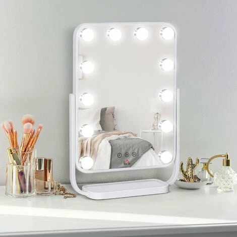HOMCOM Hollywood Vanity Mirror with Dimmable LED Bulbs, Memory Function Bedroom