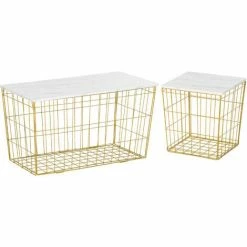 HOMCOM Side Table Set Of 2, Modern Coffee End Bedside Storage Tables White