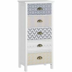 HOMCOM Chest Of Drawers, 5 Drawer Unit Storage Chest Bedroom Living Room