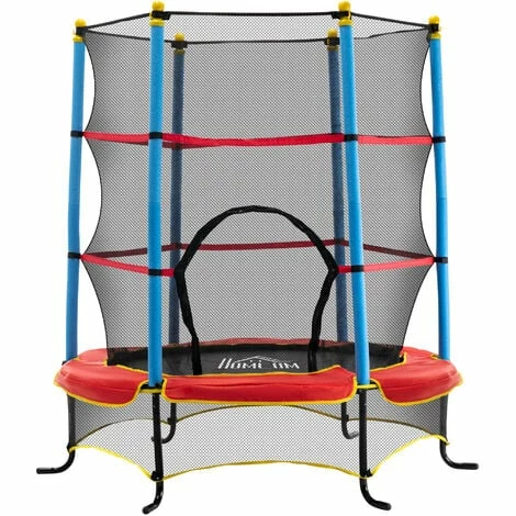 HOMCOM Trampoline for Kids w/Enclosure Net Built-in Zipper Safety Pad 3-6 Year
