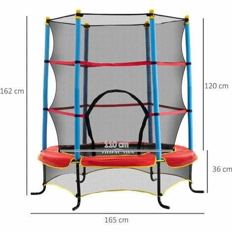 HOMCOM Trampoline for Kids w/Enclosure Net Built-in Zipper Safety Pad 3-6 Year