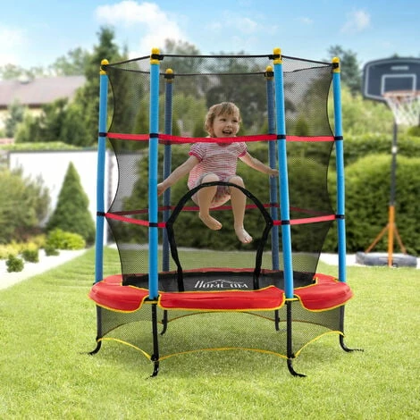 HOMCOM Trampoline for Kids w/Enclosure Net Built-in Zipper Safety Pad 3-6 Year
