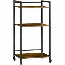 HOMCOM 3-Tier Printer Stand, Utility Cart, Rolling Trolley Adjustable Shelves