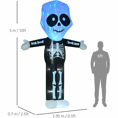 HOMCOM 3m Halloween Inflatable Skeleton Ghost Decoration Lighted Indoor Outdoor