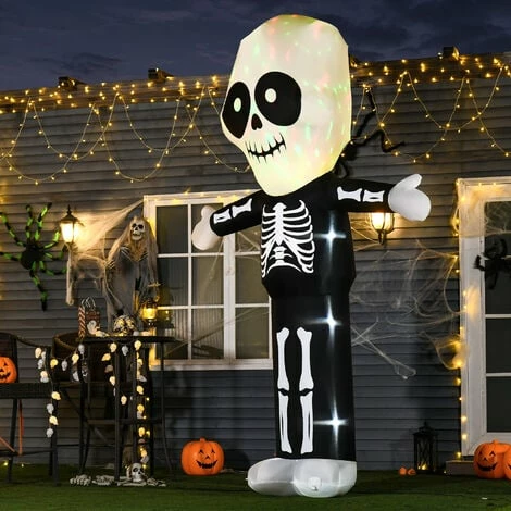 HOMCOM 3m Halloween Inflatable Skeleton Ghost Decoration Lighted Indoor Outdoor