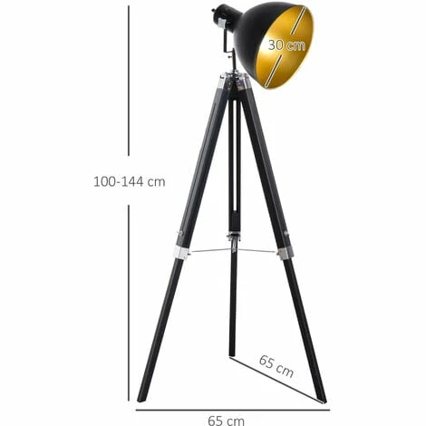 HOMCOM Stand Floor Lamp Tripod Light Livingroom Studio Dome Shade Retro Style