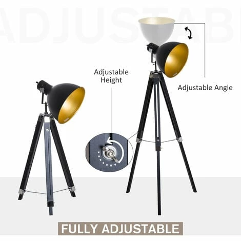 HOMCOM Stand Floor Lamp Tripod Light Livingroom Studio Dome Shade Retro Style