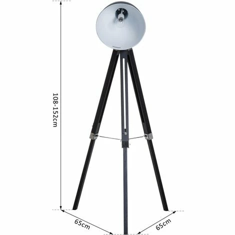 HOMCOM Stand Floor Lamp Tripod Light Livingroom Studio Dome Shade Retro Style