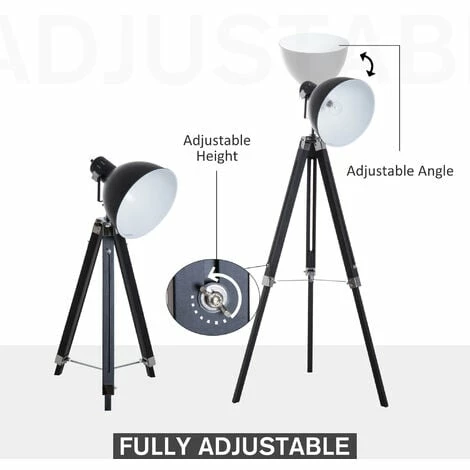 HOMCOM Stand Floor Lamp Tripod Light Livingroom Studio Dome Shade Retro Style