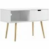 HOMCOM TV Unit Media Console Table TV Stand With Shelf And Drawer, White