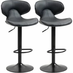 HOMCOM Adjustable Swivel Bar Stools Set Of 2, Barstools For Counter Bar, Grey