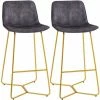 HOMCOM Tall Bar Stools, Set Of 2, Fabric Bar Chairs With Metal Legs Grey