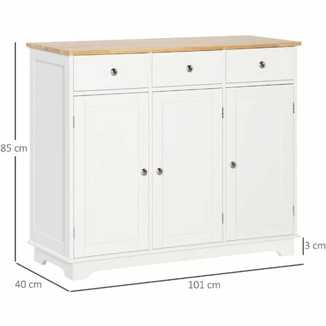 HOMCOM Modern Sideboard Buffet Cabinet with Storage Cabinets and Drawers White