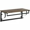 HOMCOM Floating Shelf Wall Mounted Shelf With 5 Hooks And Hanging Rod Brown