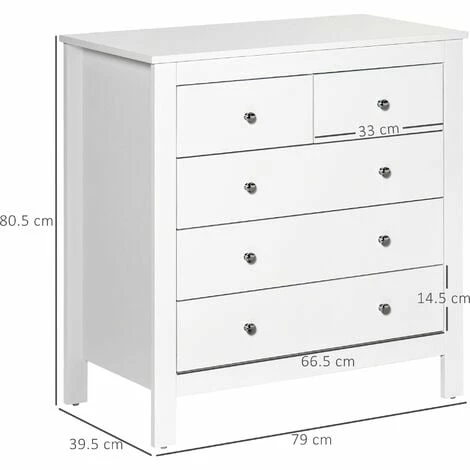 HOMCOM Modern Chest Of Drawers, 5 Drawer Unit Storage Chest for Bedroom