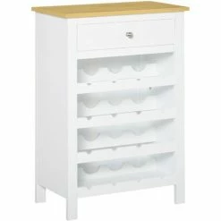 HOMCOM Sideboard Wine Cabinet Cupboard With 16 Bottle Wine Rack Drawer, White