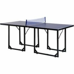 HOMCOM Tennis Table Ping Pong Foldable With Net Game Steel 183cm Indoor, Blue