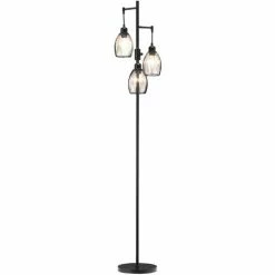 HOMCOM Industrial 3-Light Floor Lamp Dimmable Standing Lamp For Living Room