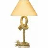 HOMCOM Farmhouse Table Lamp With Fabric Lampshade Twisted Hemp Rope For Study