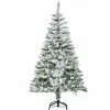 HOMCOM 5ft Snow Flocked Artificial Christmas Tree W/ Realistic Branch Tips