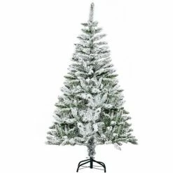 HOMCOM 5ft Snow Flocked Artificial Christmas Tree W/ Realistic Branch Tips