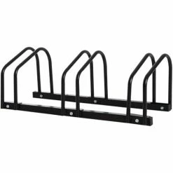 HOMCOM Bike Parking Rack Bicycle Locking Storage Stand For 3 Cycling Black