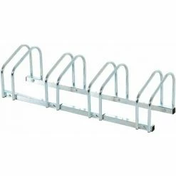 HOMCOM Bike Parking Rack Bicycle Locking Storage Stand For 4 Cycling Silver