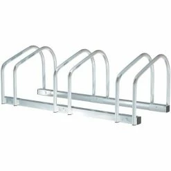 HOMCOM Bike Parking Rack Bicycle Locking Storage Stand For 3 Cycling Silver