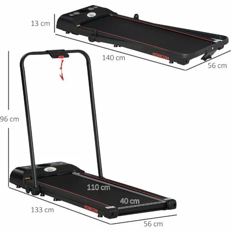 HOMCOM Foldable Walking Treadmill Aerobic Exercise Machine w/ LED Display