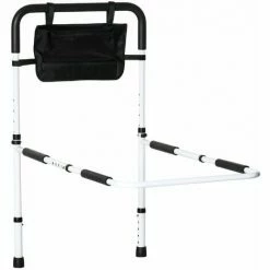 HOMCOM Adjustable Bed Assist Rail Grab Bar For Senior And Disabled White