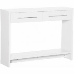 HOMCOM Console Tables, Hallway Table W/ Drawers And Shelf For Living Room,White
