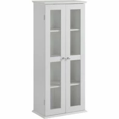 HOMCOM Media Cabinet Holds Up To 100 CDs 4-Tier CD Storage Unit For Home White