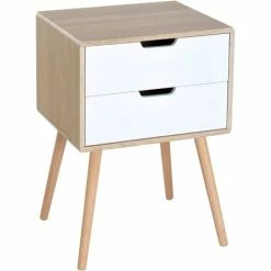 HOMCOM Side Cabinet Drawer Storage Unit Bedside Free Standing Wood Bedroom