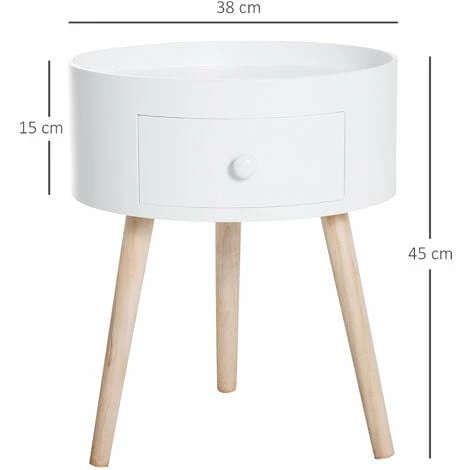 HOMCOM Coffee Table Furniture Round Corner Storage Unit Side White Office