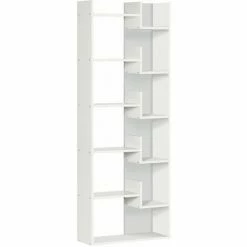 HOMCOM 6-Tier Bookshelf Freestanding Decorative Storage Shelves For Home White