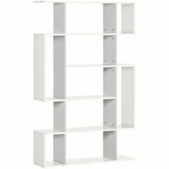 HOMCOM 5-Tier Bookshelf Freestanding Decorative Storage Shelves For Home White