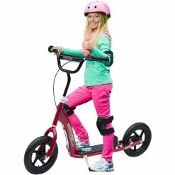 HOMCOM Push Scooter Teen Kids Stunt Bike Ride On With 12" EVA Tyres, Red