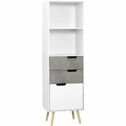 HOMCOM Sideboard Storage Cabinet, Slim Accent Cupboard With Drawers Light Grey