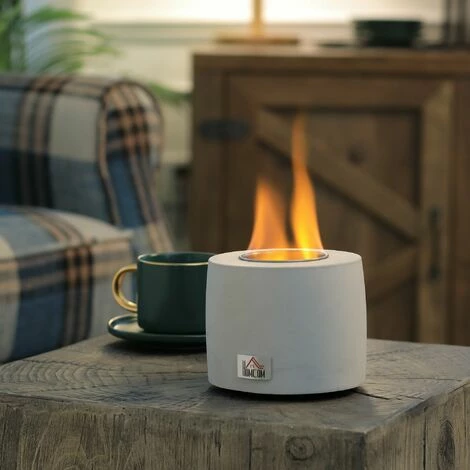 HOMCOM Tabletop Fire Pit, Indoor Fire Pit 12.5cm Table Top Fire Pit Bowl, Grey