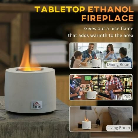 HOMCOM Tabletop Fire Pit, Indoor Fire Pit 12.5cm Table Top Fire Pit Bowl, Grey