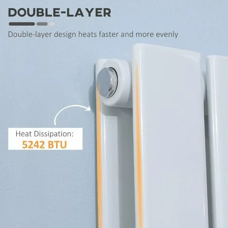 HOMCOM 46 x 160cm Space Heater, Water-filled, Horizontal Radiators, White