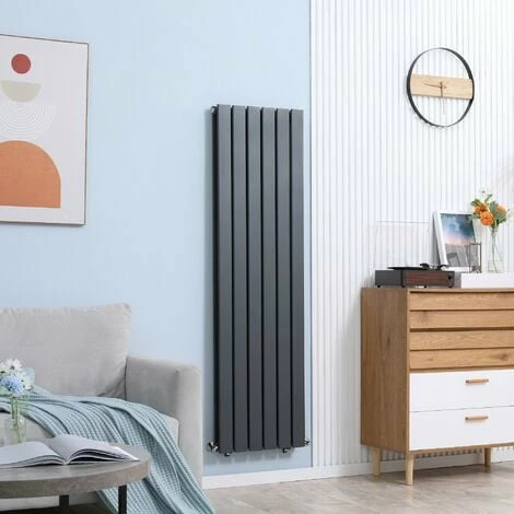 HOMCOM 46 x 160cm Space Heater, Water-filled, Horizontal Radiators, Grey