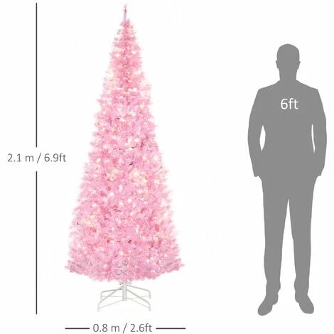 HOMCOM 7FT Prelit Artificial Christmas Tree Holiday Home Décor w/ 350 LED Light