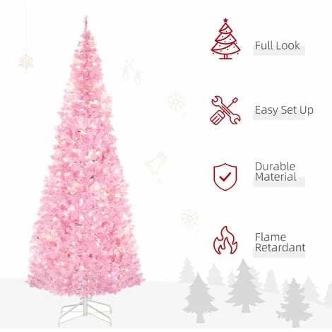 HOMCOM 7FT Prelit Artificial Christmas Tree Holiday Home Décor w/ 350 LED Light