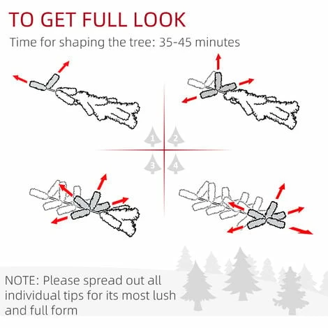 HOMCOM 7FT Prelit Artificial Christmas Tree Holiday Home Décor w/ 350 LED Light