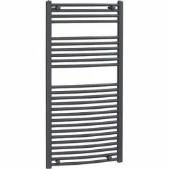 HOMCOM Heated Towel Rail, Hydronic Bathroom Ladder Radiator 600mm X 1200mm Grey